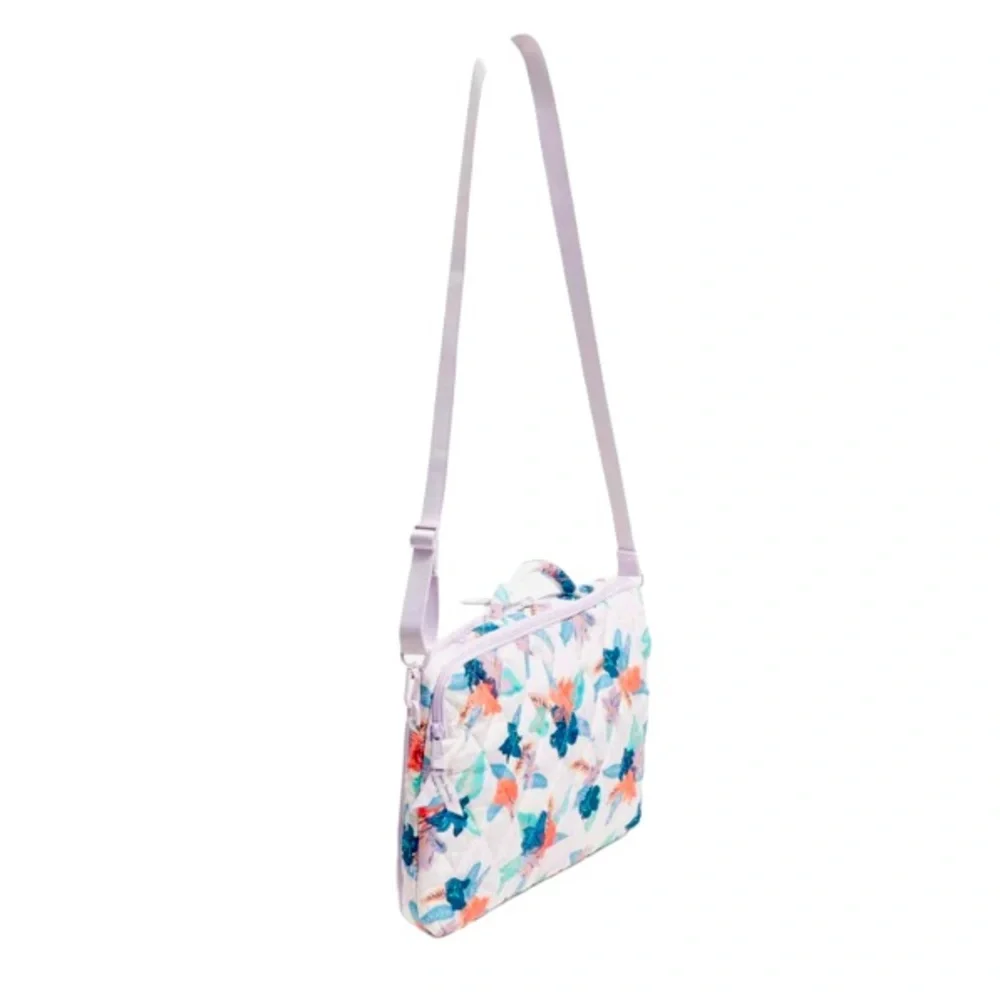 NWT Vera Bradley Ultralight Laptop Workstation Crossbody Tropical Floral Pattern